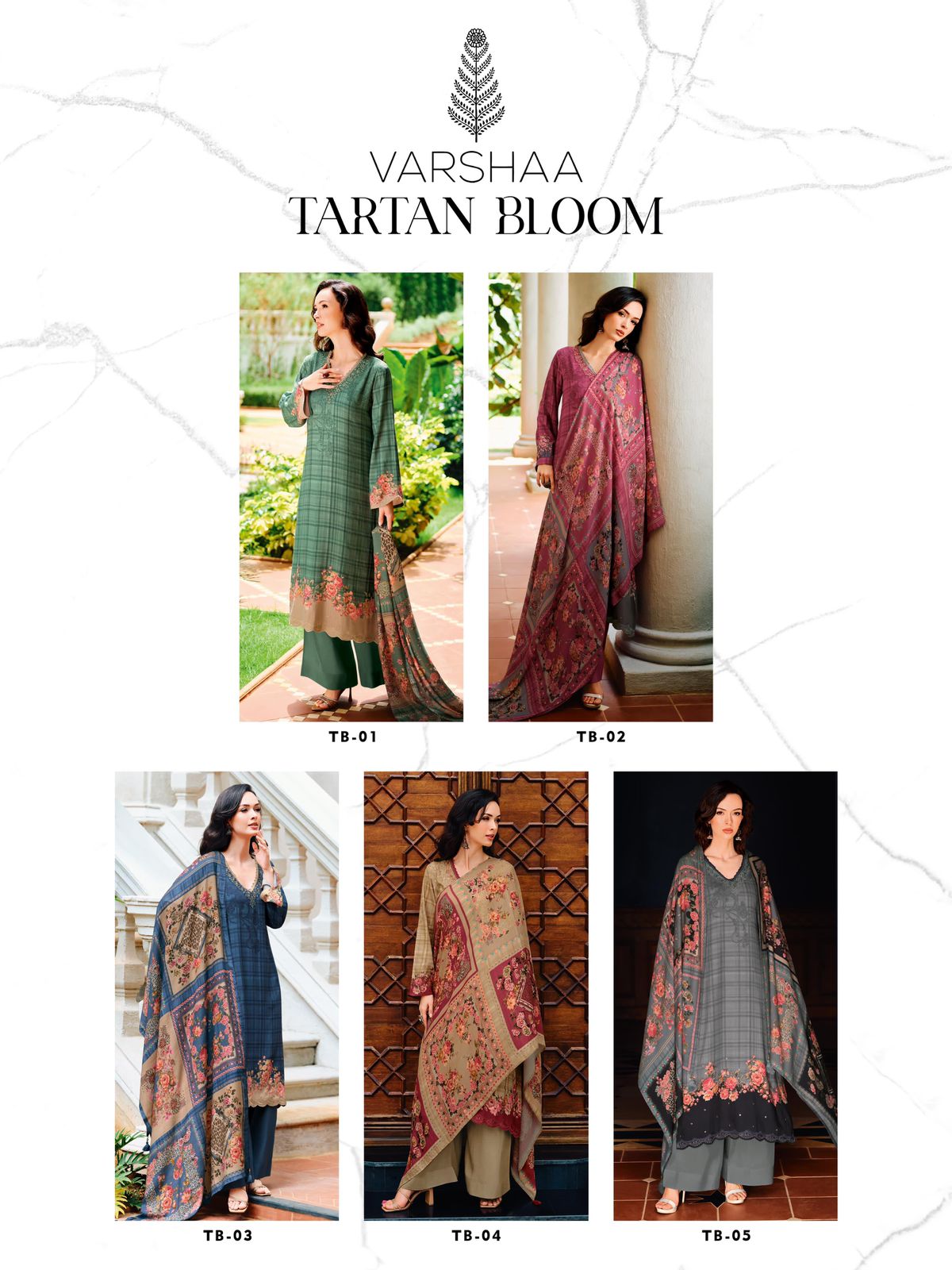 Tartan Bloom Varsha Fashions Viscose Pashmina Suits Wholesale Rate