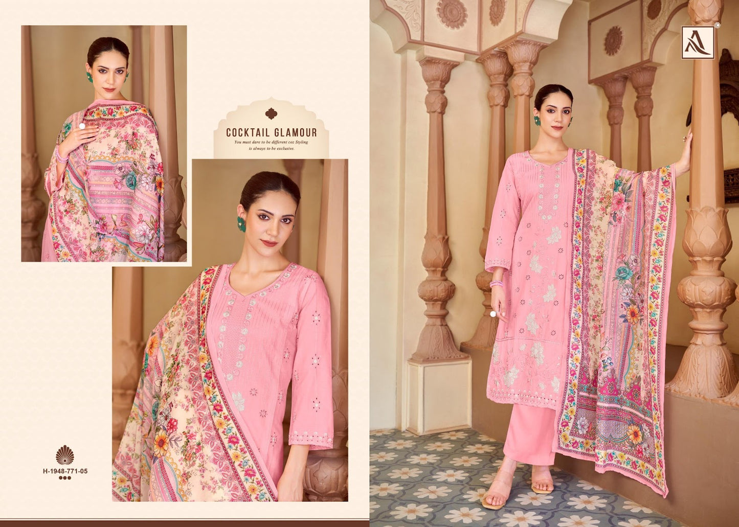 Tasrif Alok Cambric Lawn Karachi Salwar Suits Exporter Ahmedabad