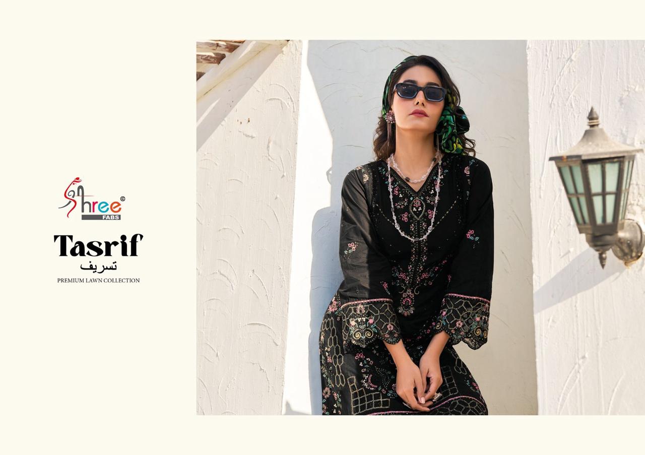 Tasrif Premium Lawn Collection Shree Fabs Cotton Pakistani Salwar Suits Wholesaler Ahmedabad