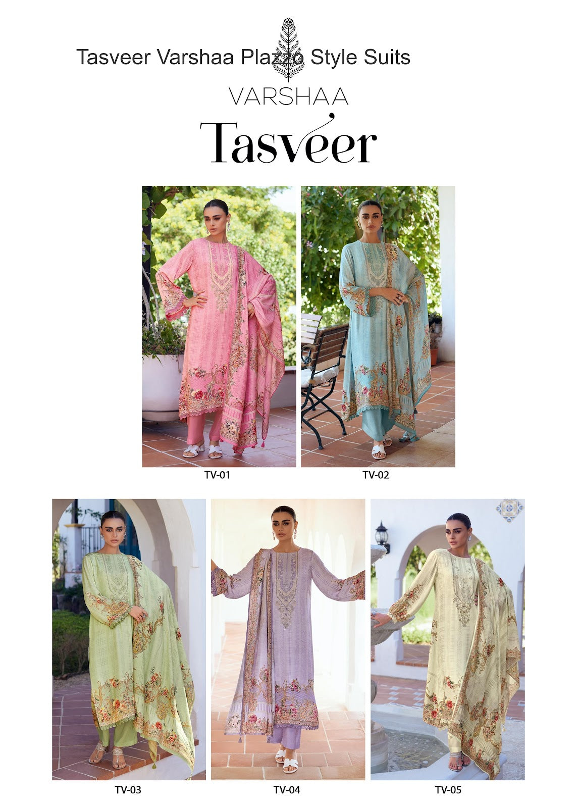 Tasveer Varshaa Satin Plazzo Style Suits Wholesale Price
