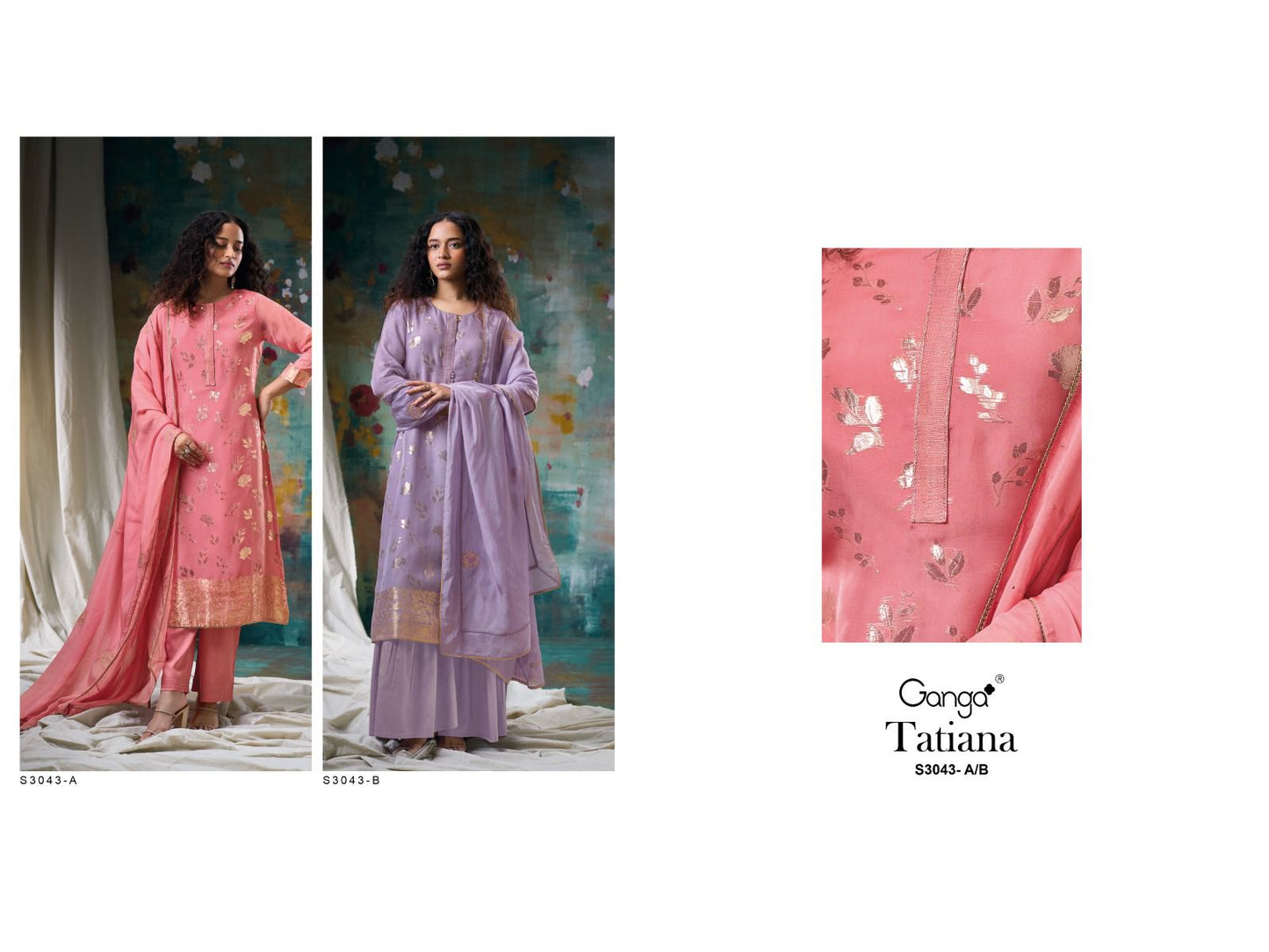 Tatiana S3043 Ganga Pure Organza Plazzo Style Suits Wholesale