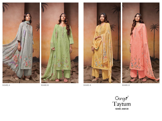 Taytum 2480 Ganga Cotton Plazzo Style Suits Exporter Ahmedabad