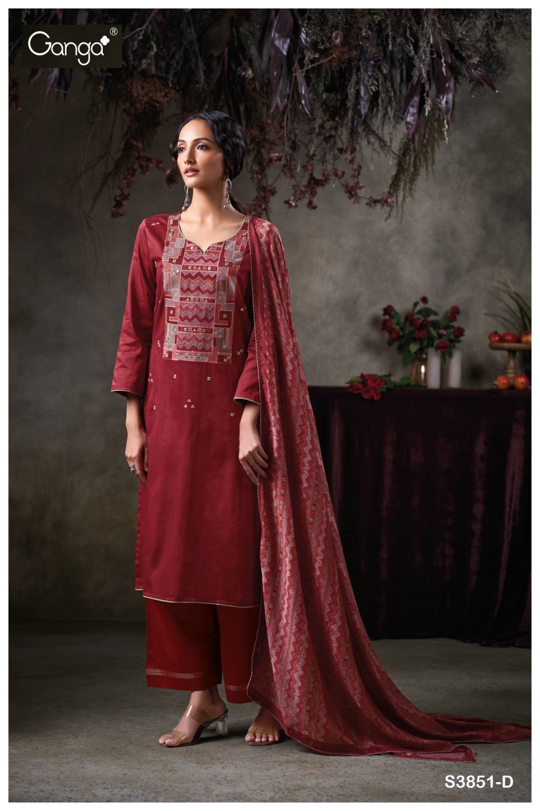 Tazlin 3851 Ganga Premium Cotton Plazzo Style Suits Wholesaler Gujarat