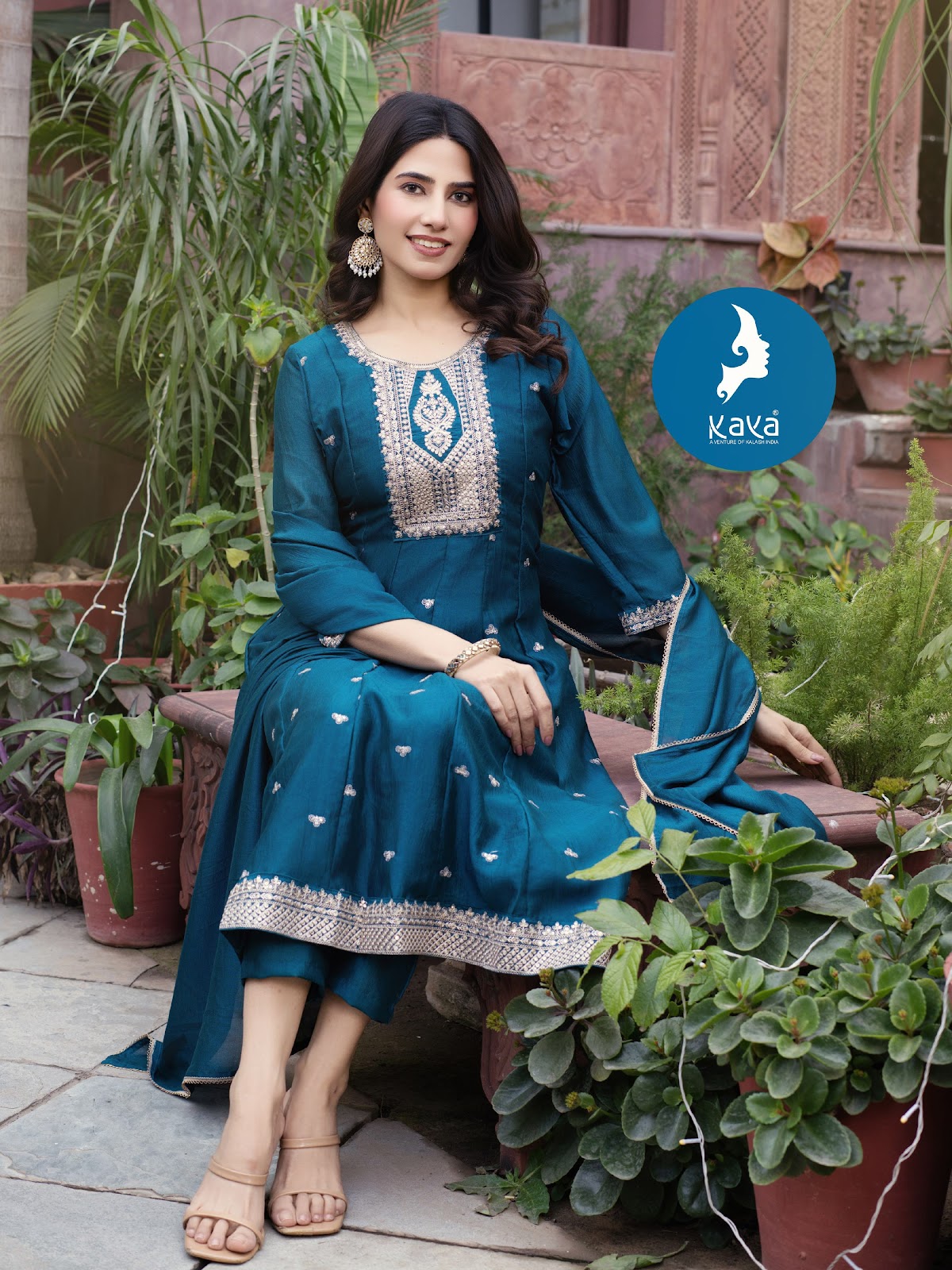 Teena Kaya Trends Vichitra Silk Readymade Anarkali Suits Wholesale Price