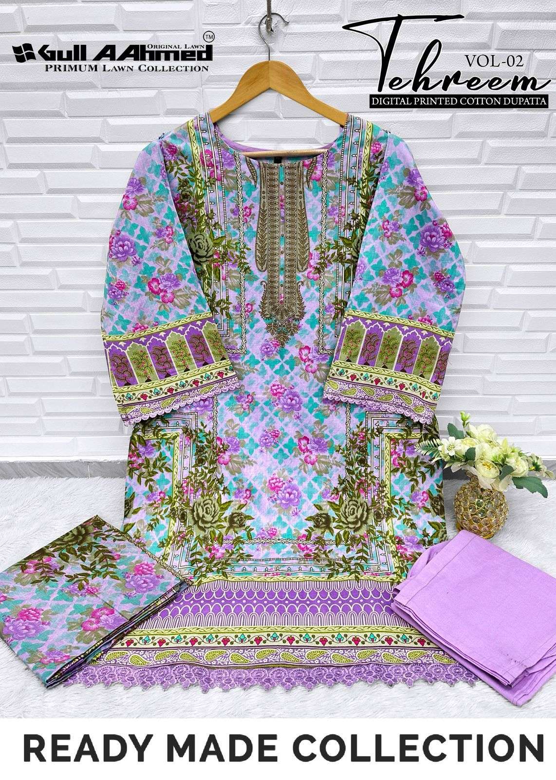 Tehreem Vol 2 Gul Ahmed Lawn Karachi Readymade Suits Wholesale Price