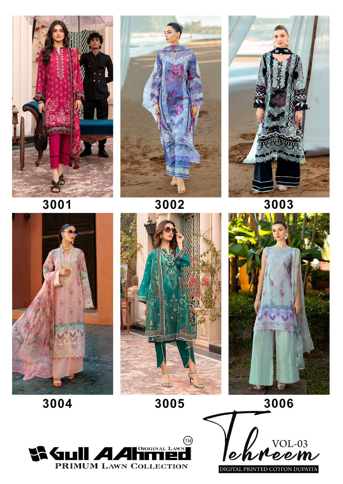 Tehreem Vol 3 Gul Ahmed Lawn Karachi Salwar Suits Exporter Ahmedabad