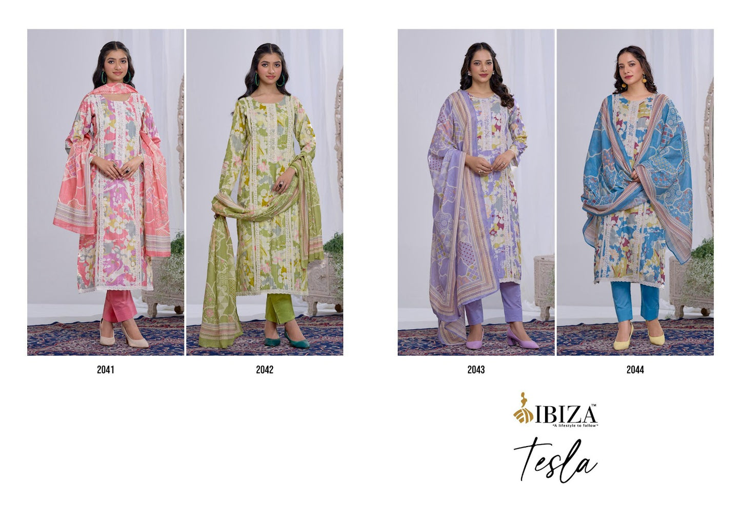 Tesla Ibiza Pure Lawn Pant Style Suits Wholesaler Gujarat