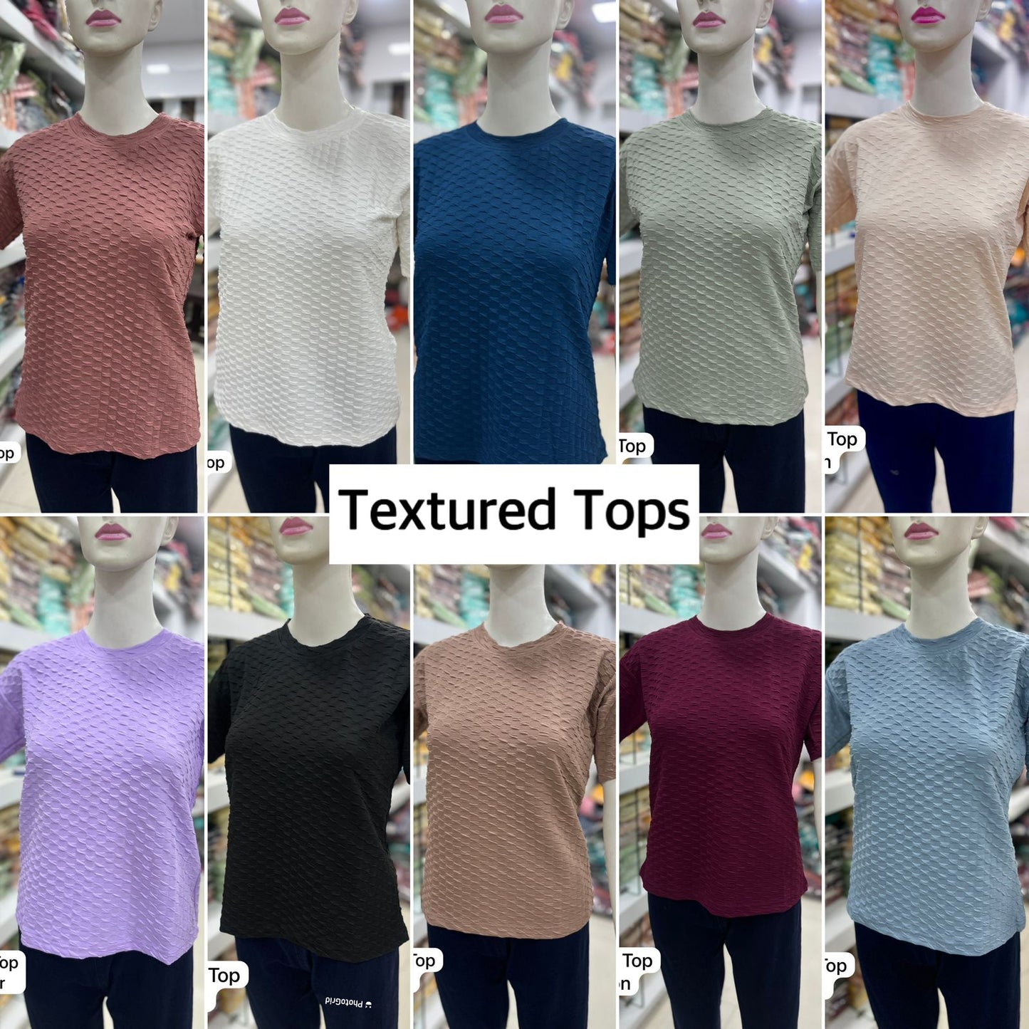 Textured Drop Shoulder Bluehills Stylish Short Tops Wholesaler