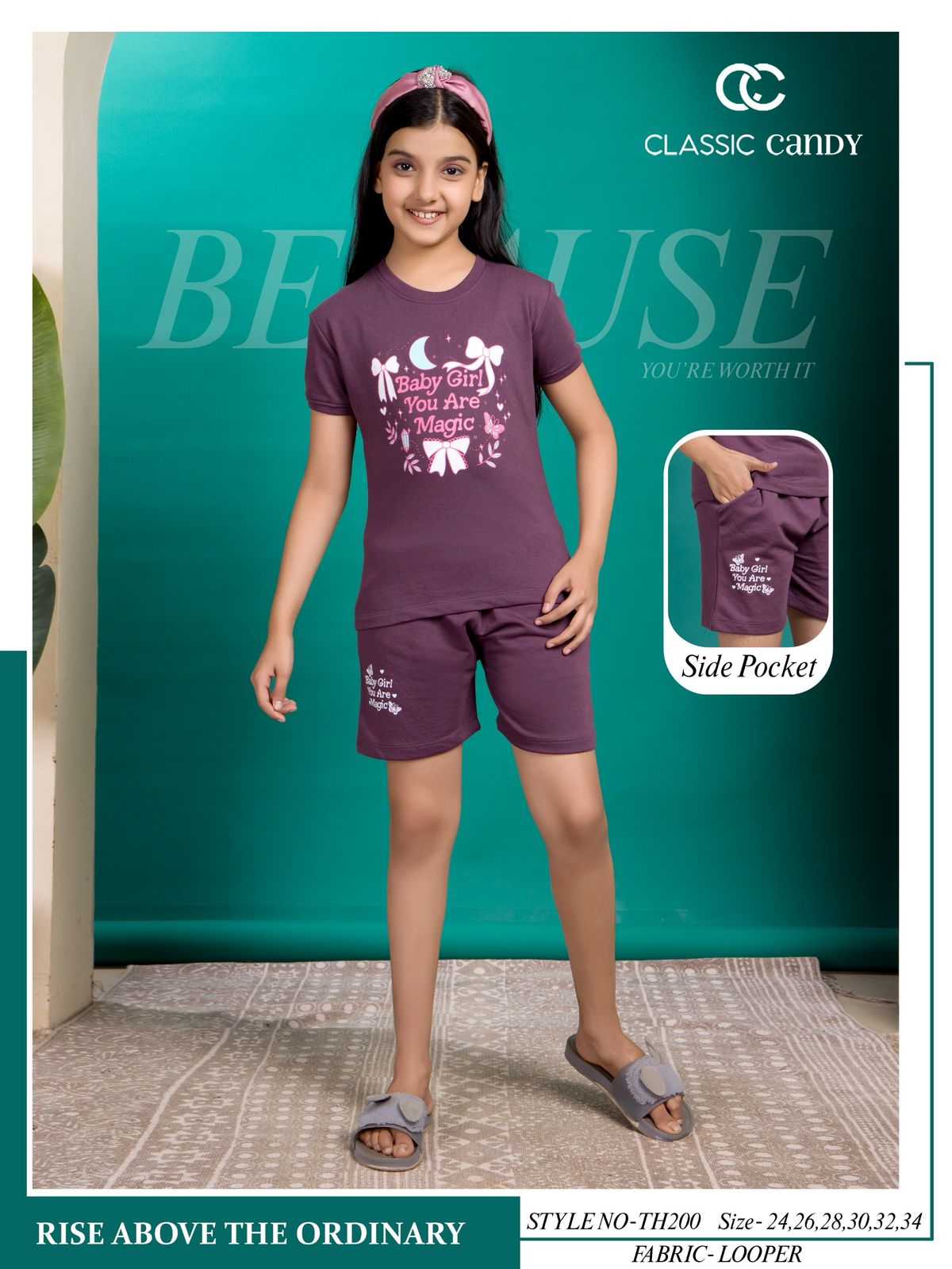 Th200 Classic Candy Looper Girls Shorts Set Supplier Ahmedabad
