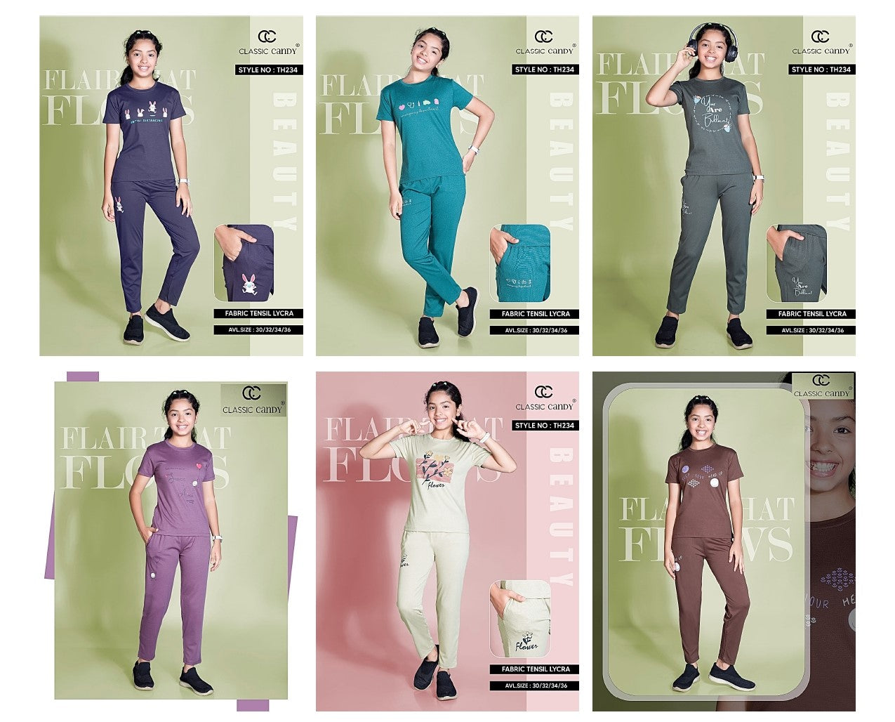 Th234 Classic Candy Tencil Lycra Girls Night Suits Exporter India