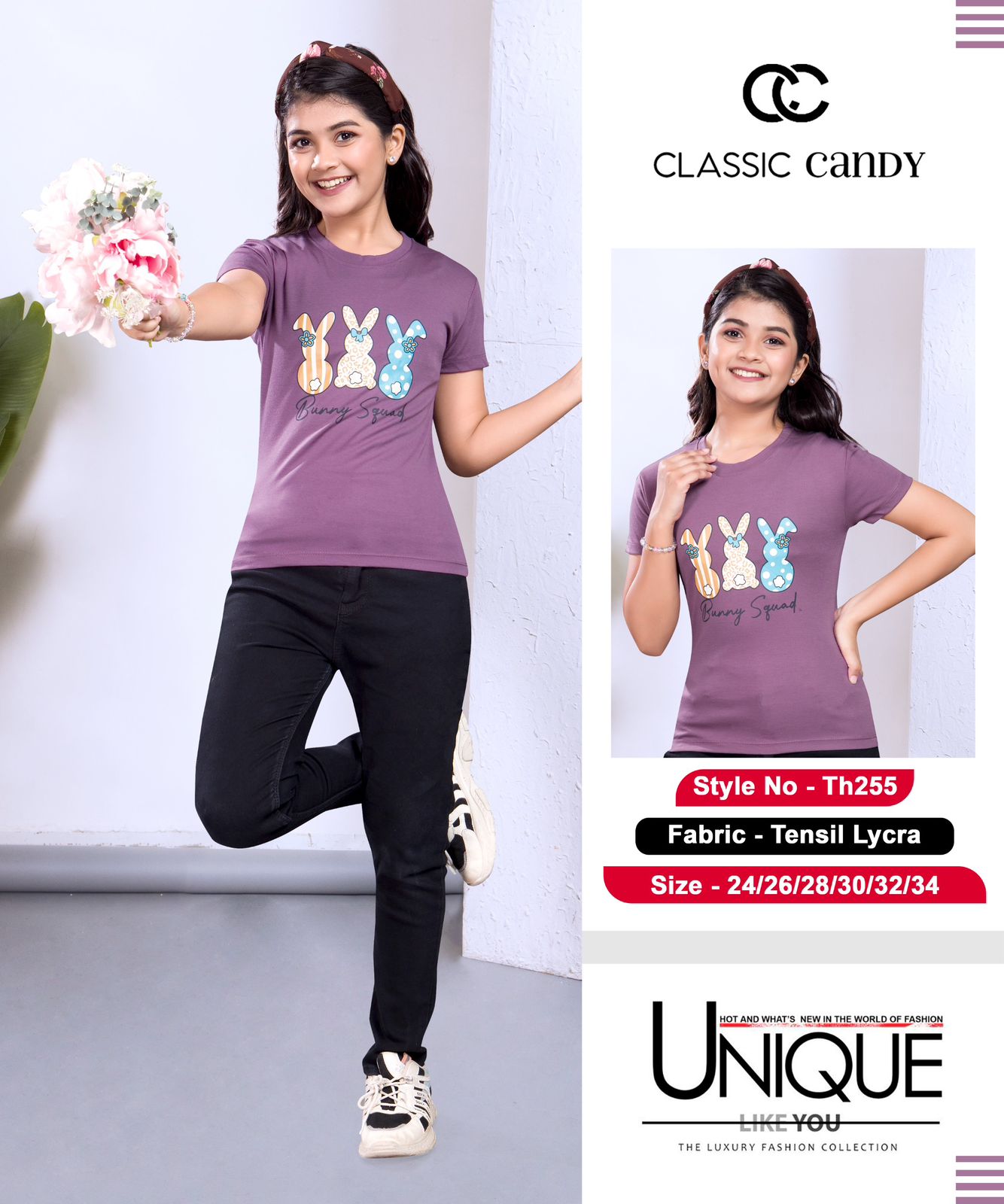 Th255 Classic Candy Tencil Lycra Girls Tshirt Manufacturer