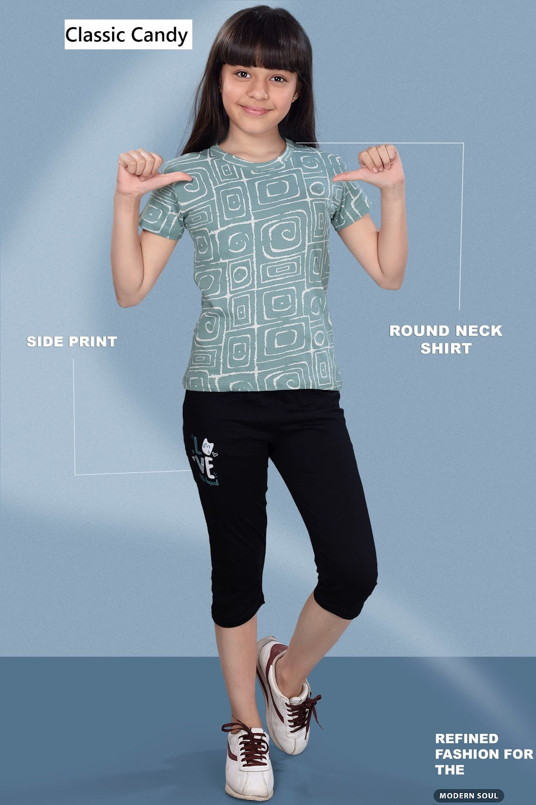 Th277 Classic Candy Biowash Girls Capri Night Suits Wholesale Price