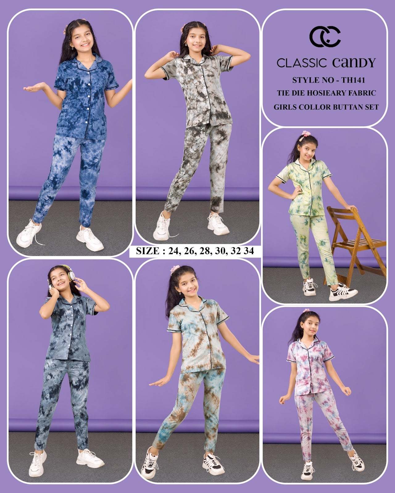 Th 141 Classic Candy Tie Dye Girls Night Suits Exporter Gujarat