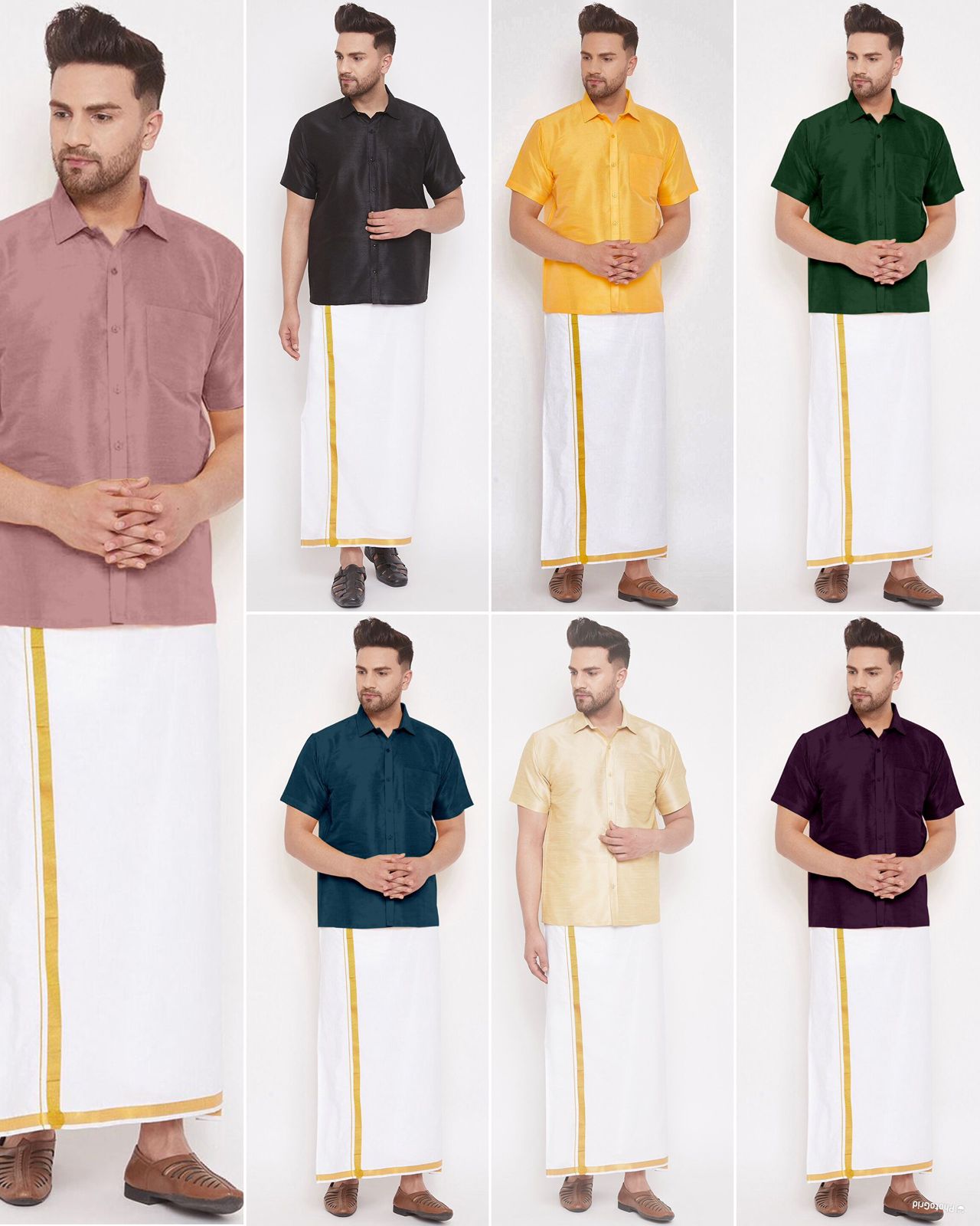 Thalaivaa Bluehills Premium Silk Mens Dhoti Shirts Wholesaler