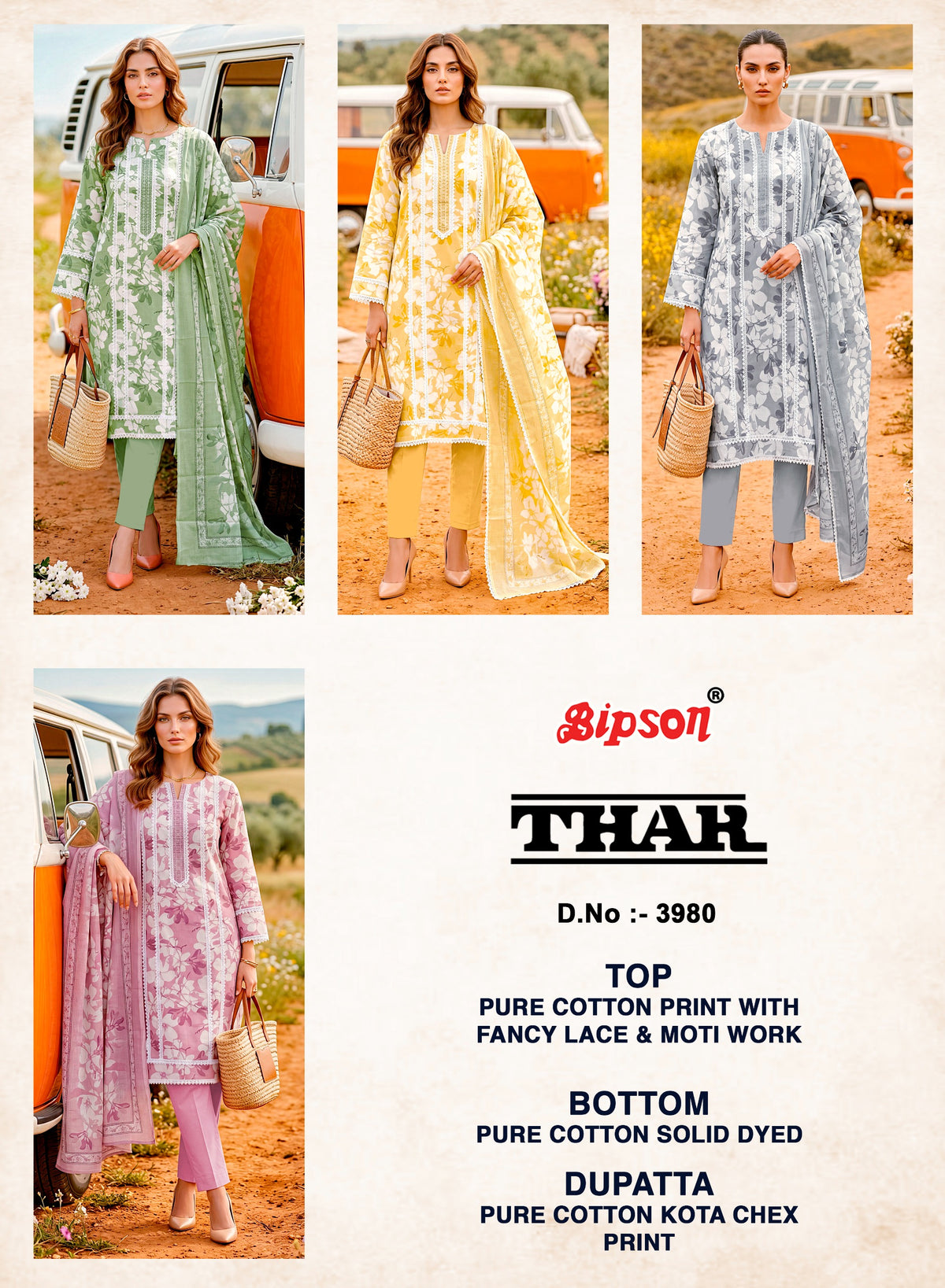 Thar 3980 Bipson Prints Cotton Pant Style Suits Wholesale Price