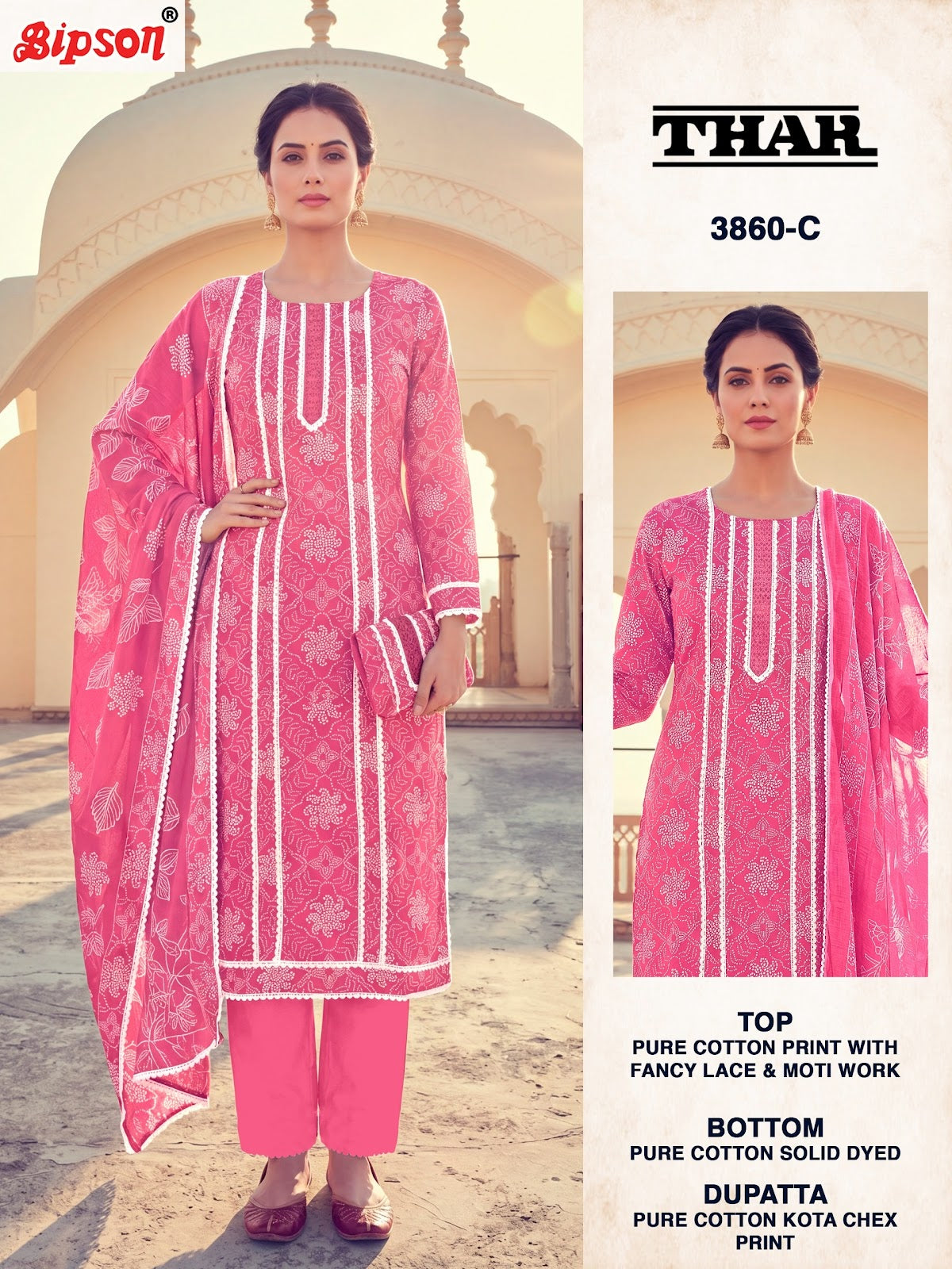 Thar 3860-3858 Bipson Prints Cotton Pant Style Suits Wholesaler India