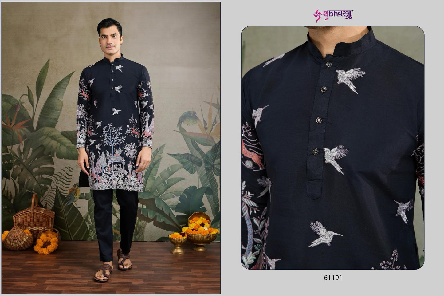 The Desi Edit 61191-61196 Shubhvastra Viscose Silk Mens Kurta Exporter India