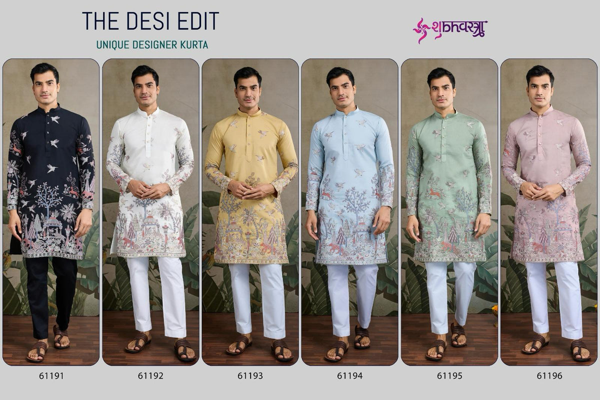 The Desi Edit 61191-61196 Shubhvastra Viscose Silk Mens Kurta Exporter India