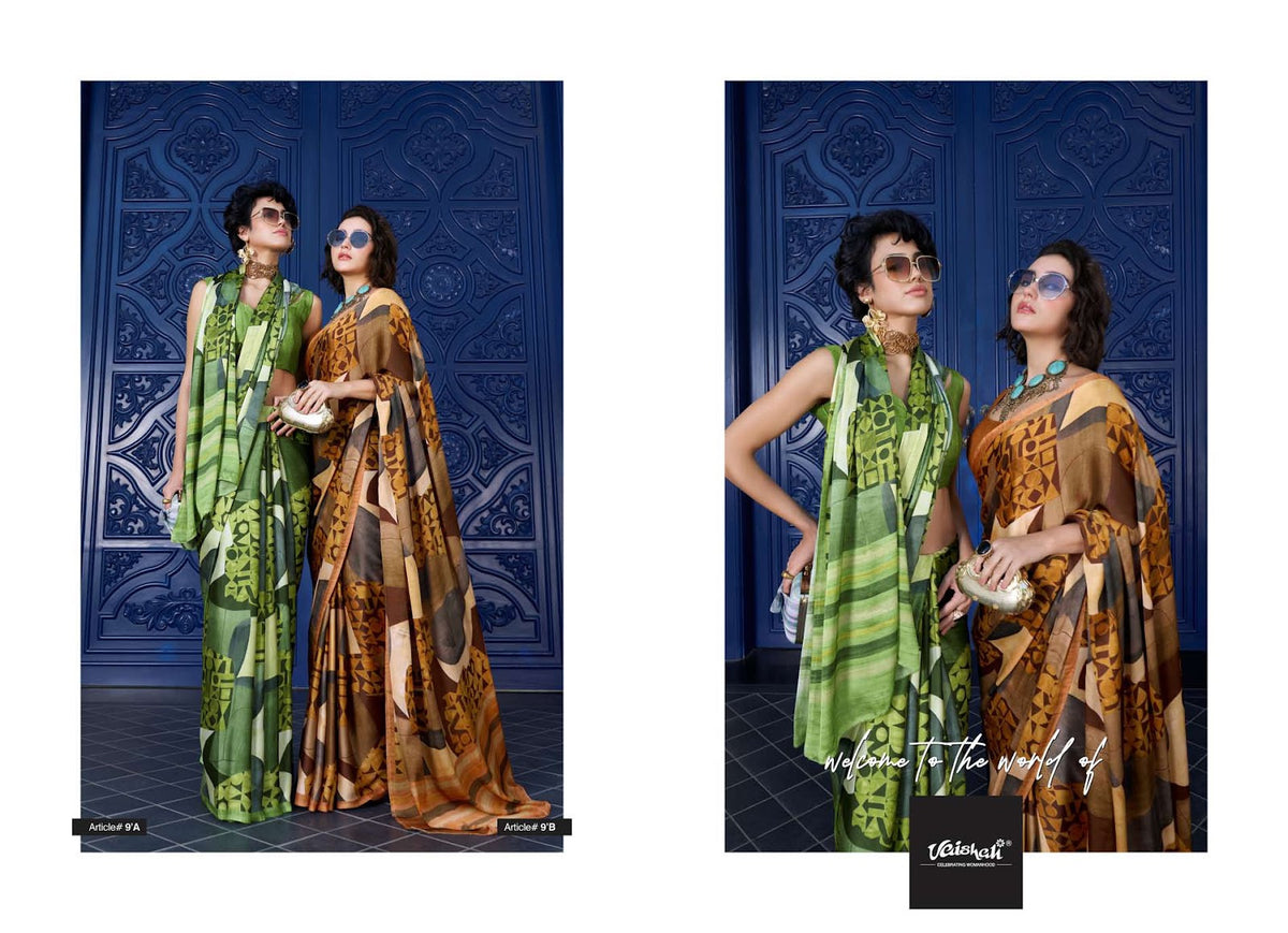 The Queendom Vaishali Fashions Pure Crape Sarees Manufacturer India
