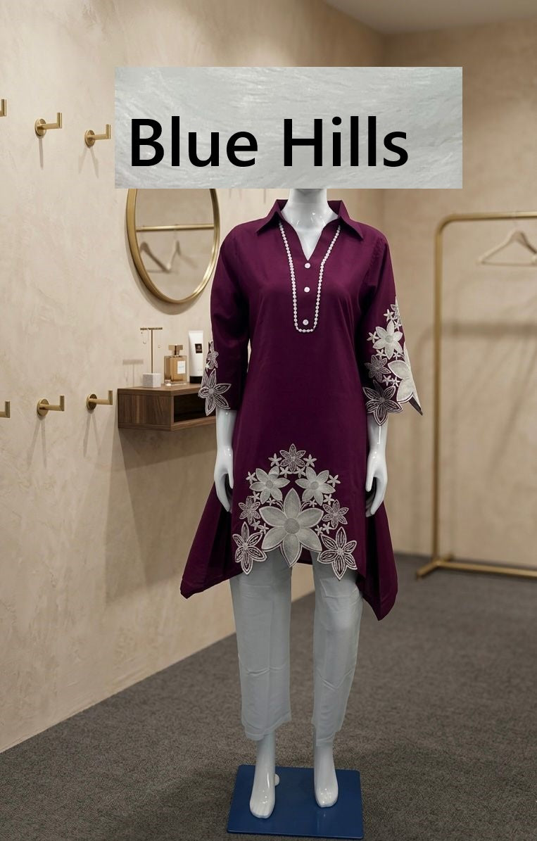 The Stylo 2.0 Pakistani Blue Hills Rayon 14Kg Kurti Pant Set Wholesale Rate