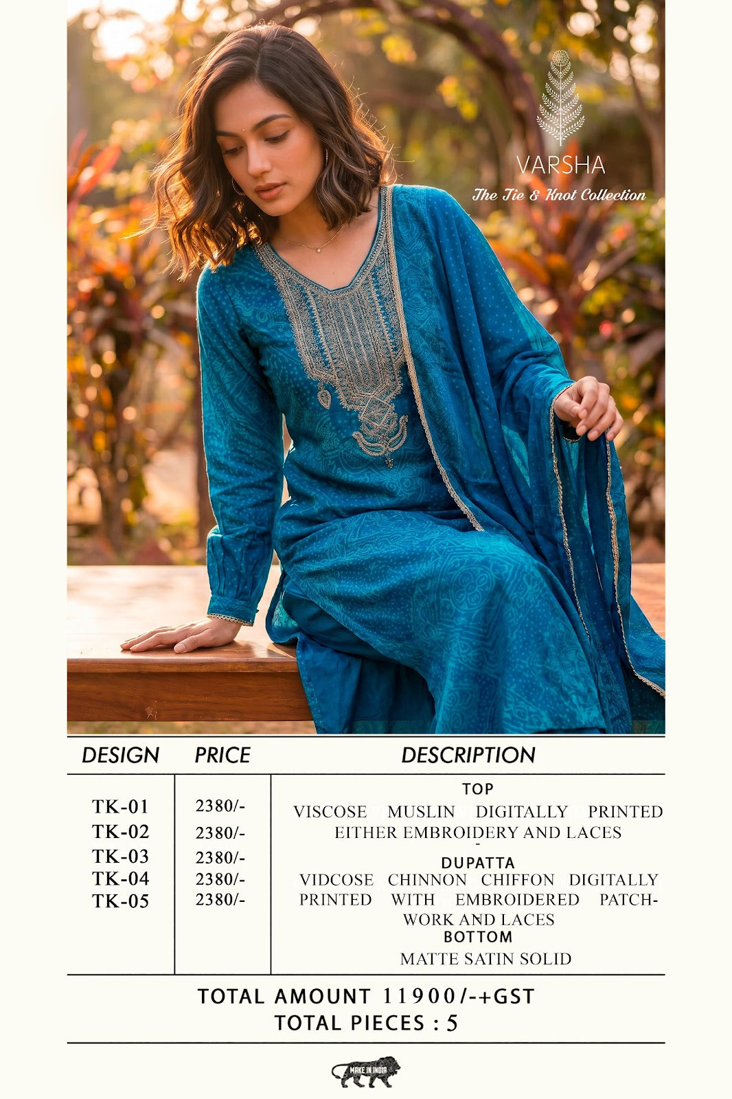 The Tie And Knot Collection Varshaa Viscose Muslin Pant Style Suits Exporter