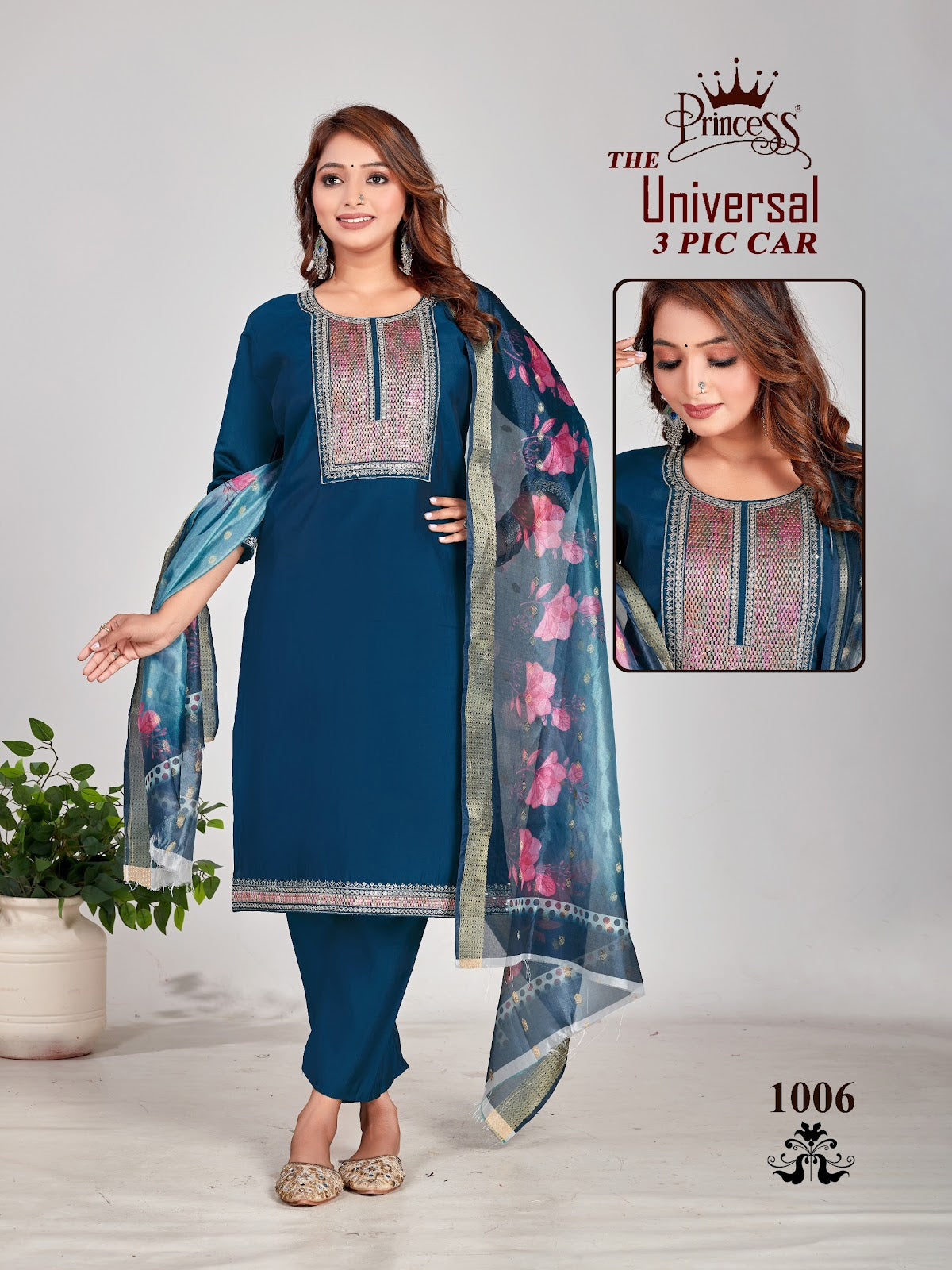The Universal Princess Creation Roman Silk Readymade Pant Style Suits Manufacturer Gujarat