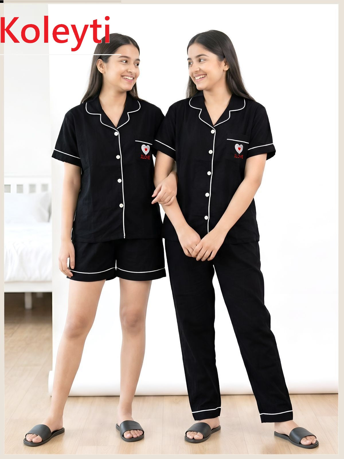 Three Pcs 1106 Koleyti Cotton Collar Night Suits Wholesaler
