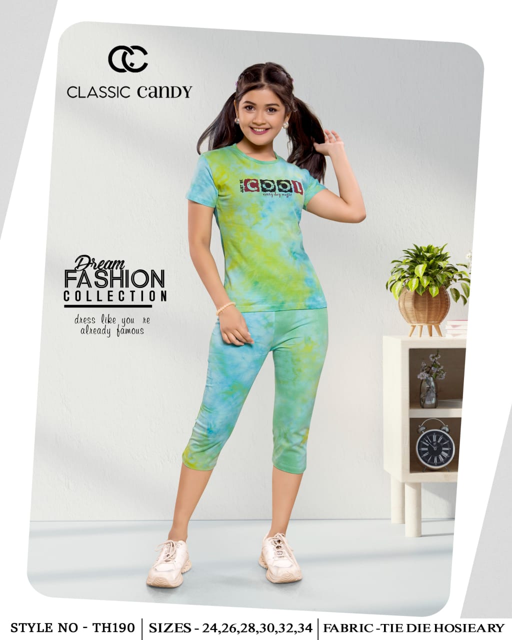 Tie Dye Th190 Classic Candy Tie Dye Girls Capri Night Suits Manufacturer Ahmedabad