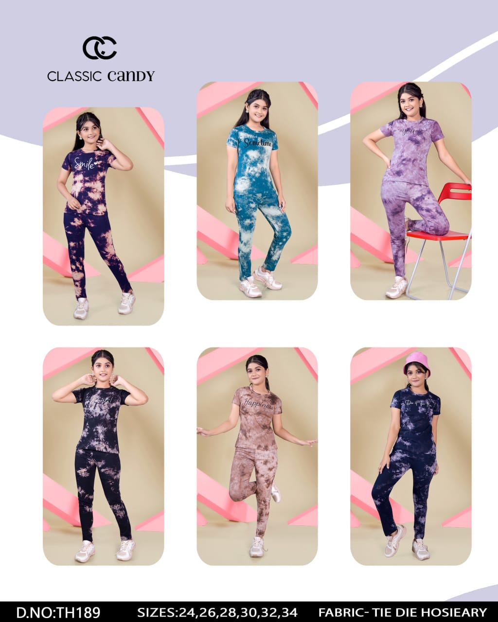 Tie Dye Th 189 Classic Candy Hosiery Girls Co Ord Set Exporter Ahmedabad
