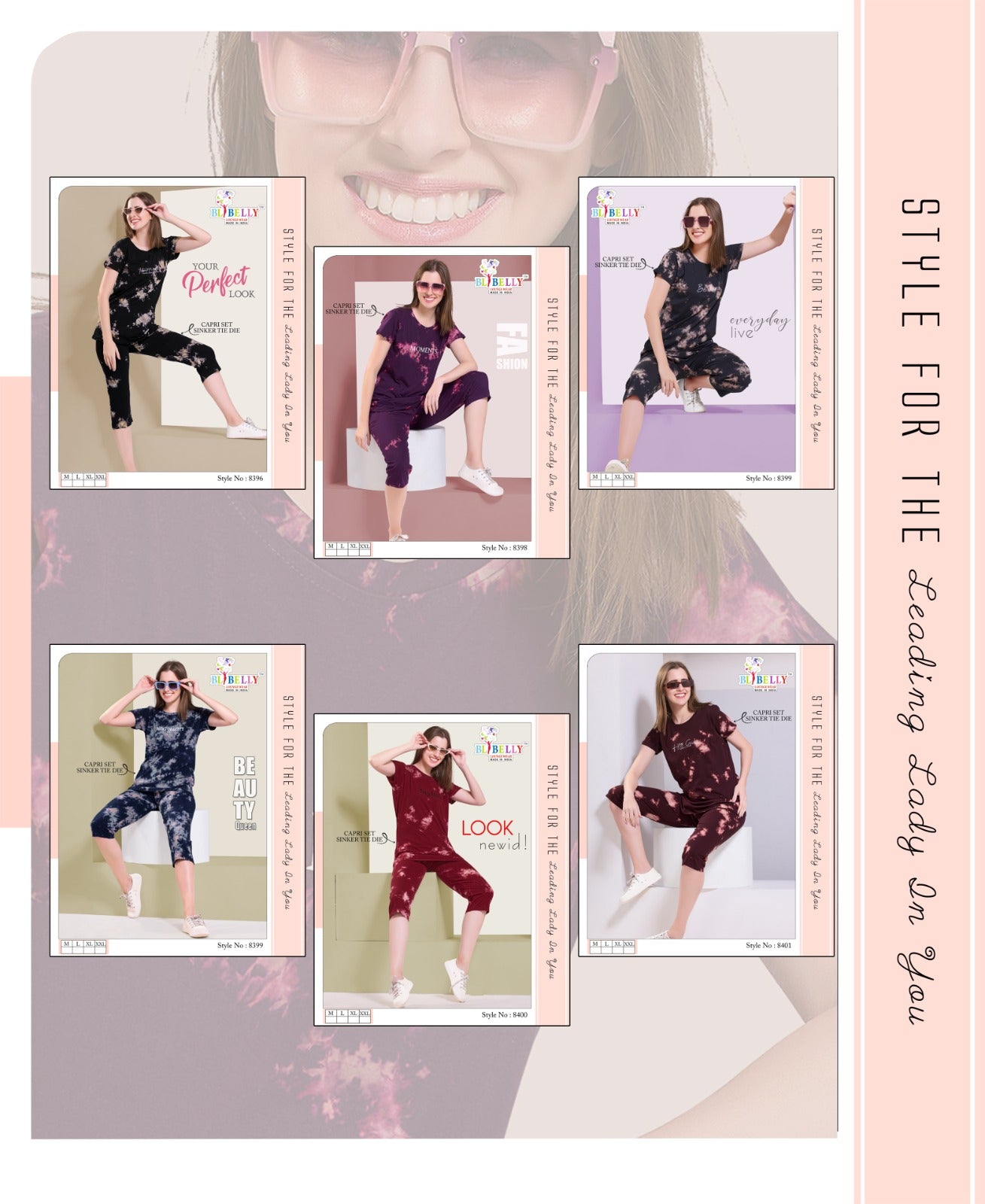 Tie Dye Vol 586 Belly Sinker Capri Night Suits Supplier