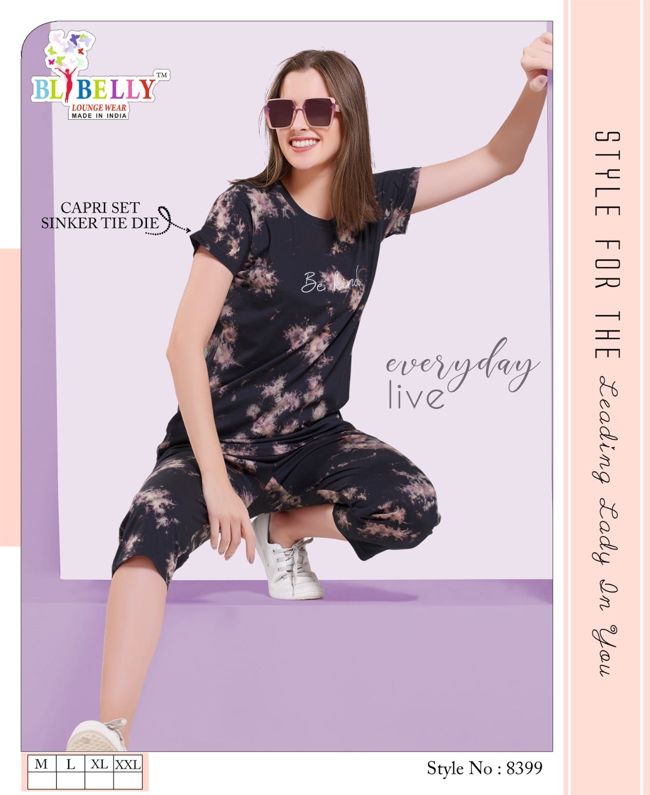 Tie Dye Vol 586 Belly Sinker Capri Night Suits Supplier