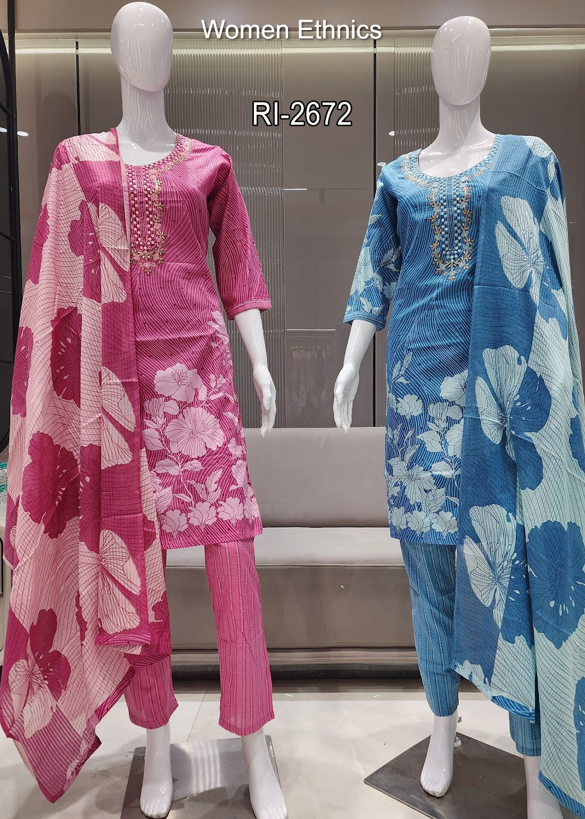 Tie Neck 050425 Women Ethnics Readymade Cotton Pant Suits Wholesale Rate