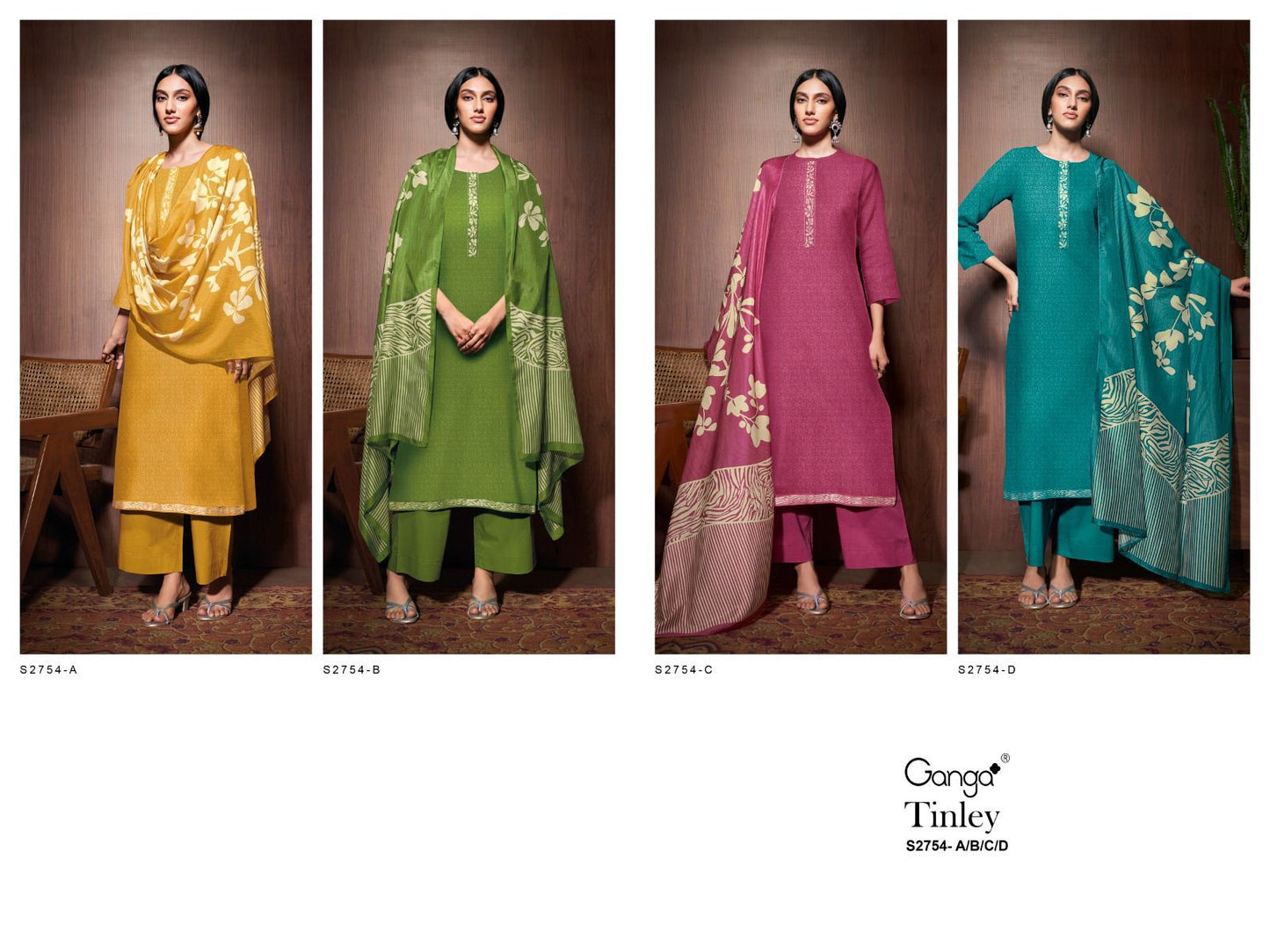 Tinley 2754 Ganga Cotton Linen Plazzo Style Suits Exporter