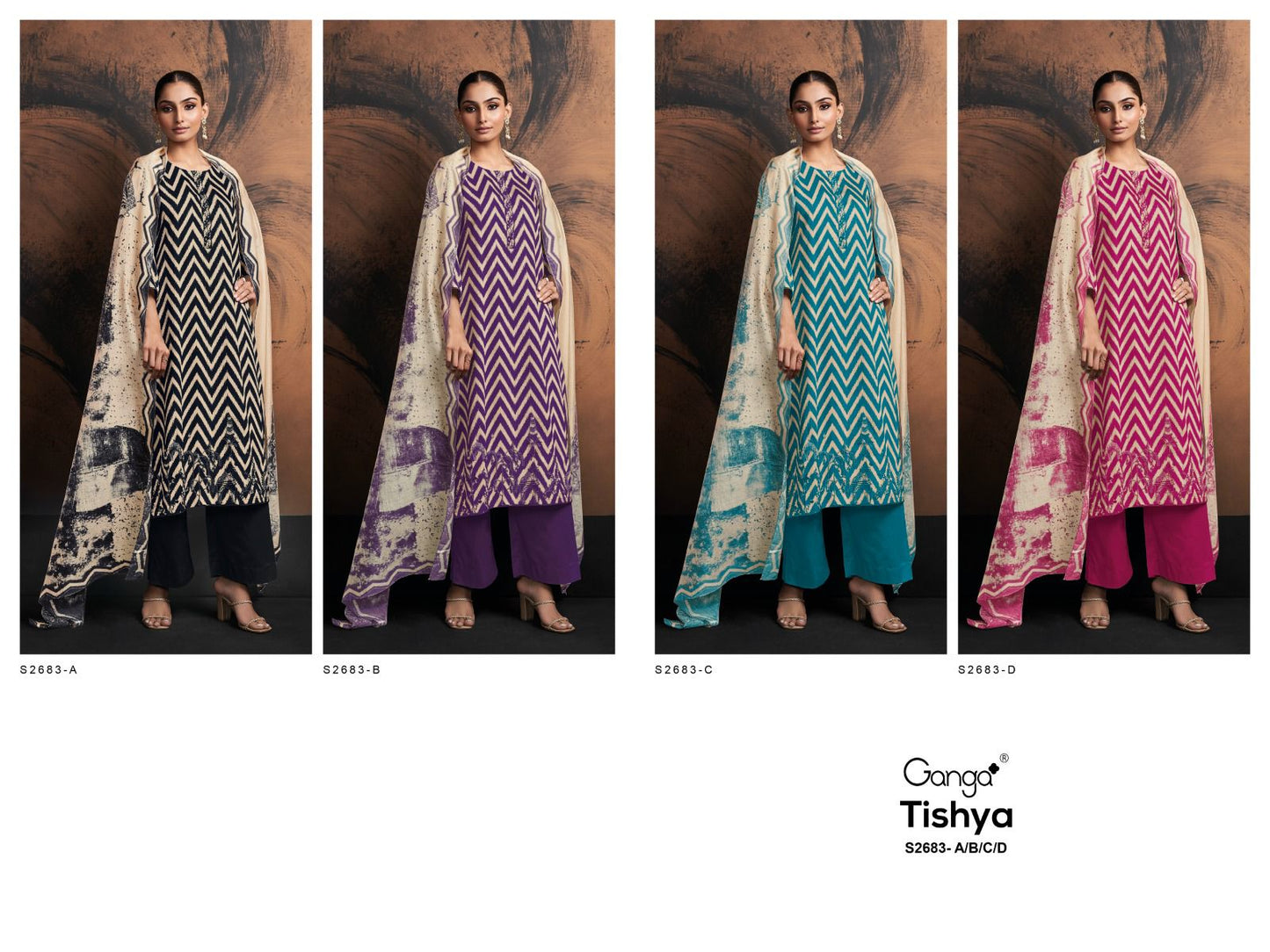 Tishya 2683 Ganga Premium Cotton Plazzo Style Suits Supplier