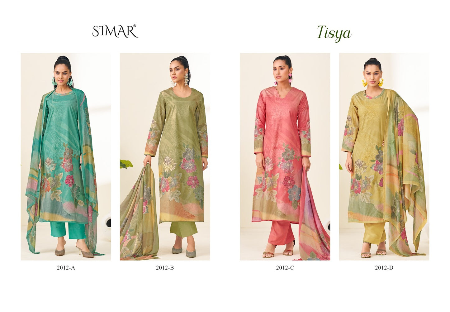 Tisya Simar Glossy Pure Lawn Pant Style Suits Wholesaler