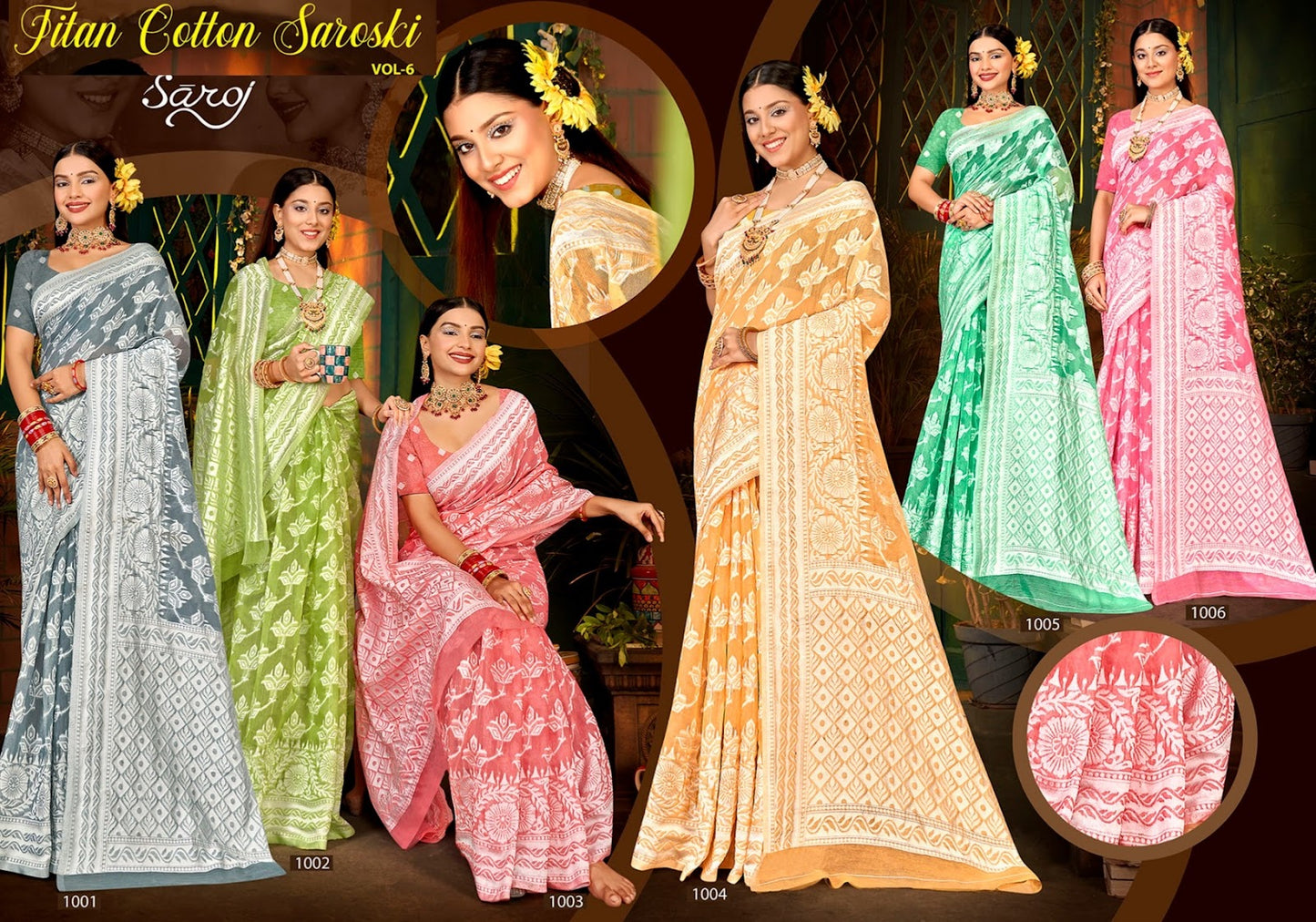 Titan Cotton Saroski Saroj Soft Cotton Sarees Wholesaler