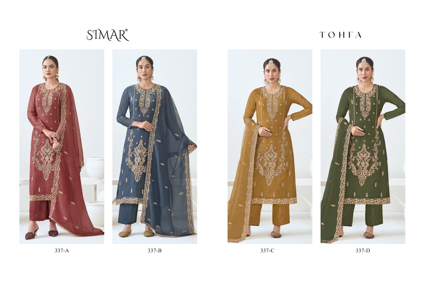 Tohfa Simar Organza Jacquard Pant Style Suits Supplier