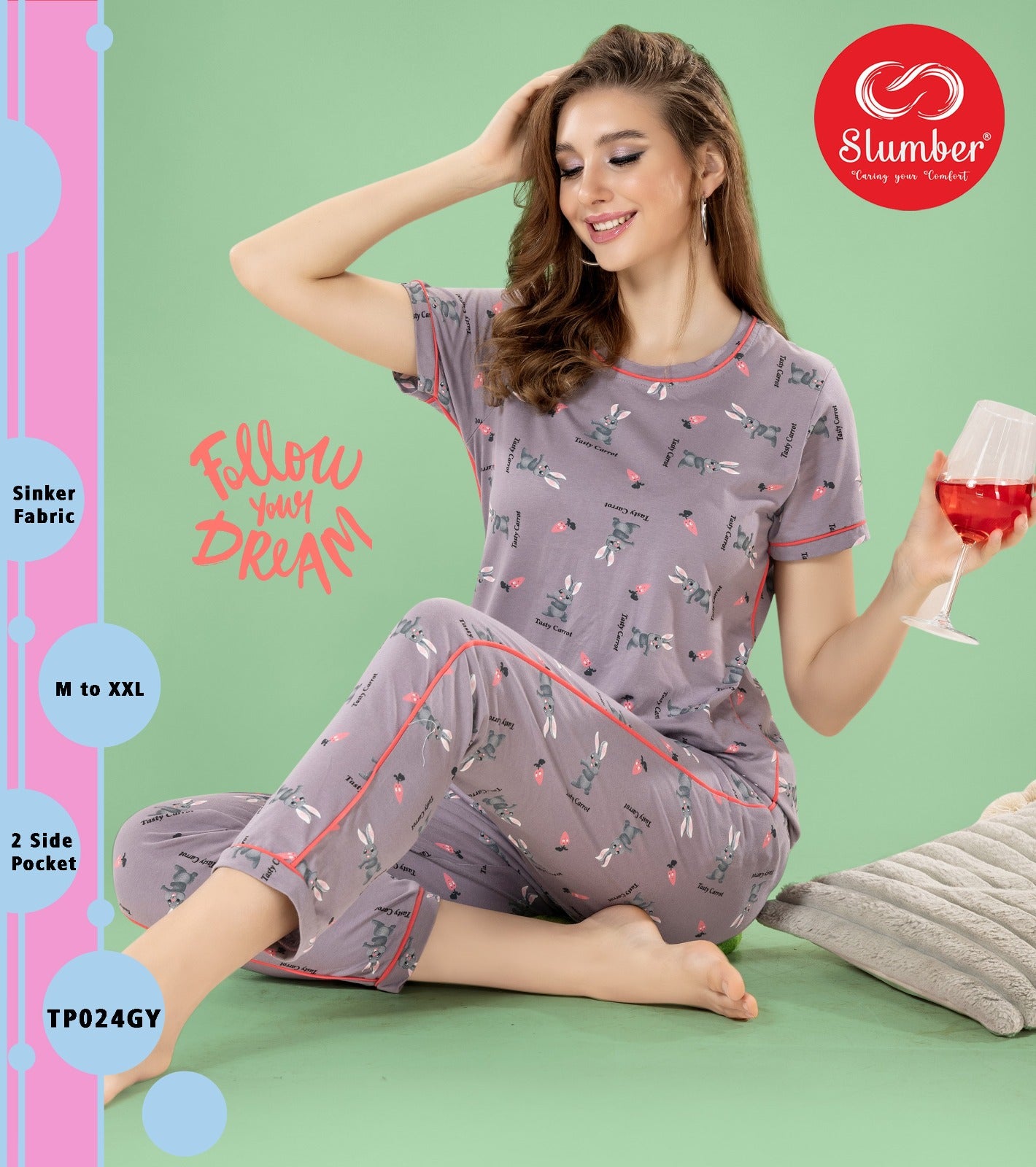 Tp024 Slumber Hosiery Cotton Pyjama Night Suits Exporter Gujarat
