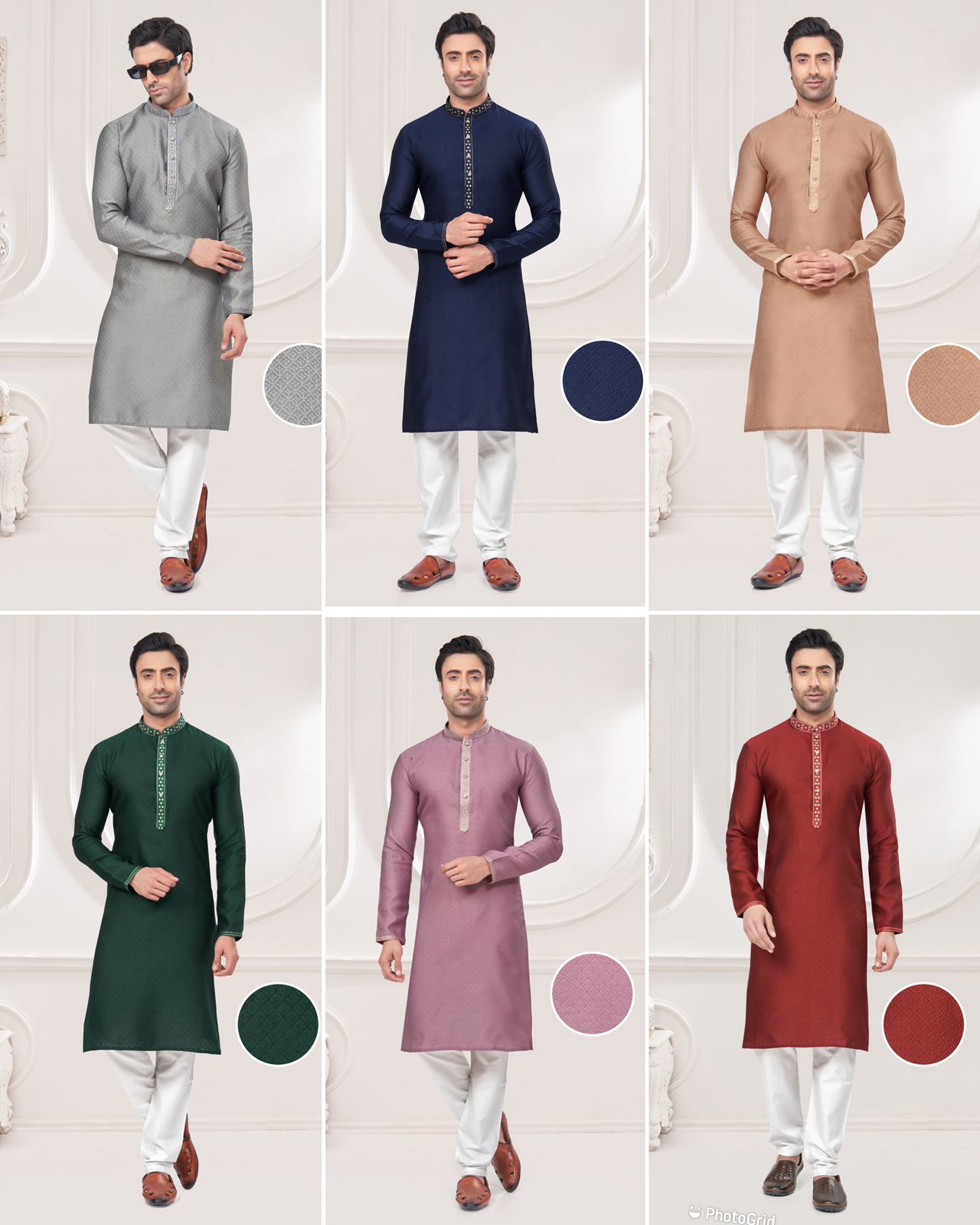 Traditional Premium Bluehills Silk Jacquard Mens Kurta Pajama