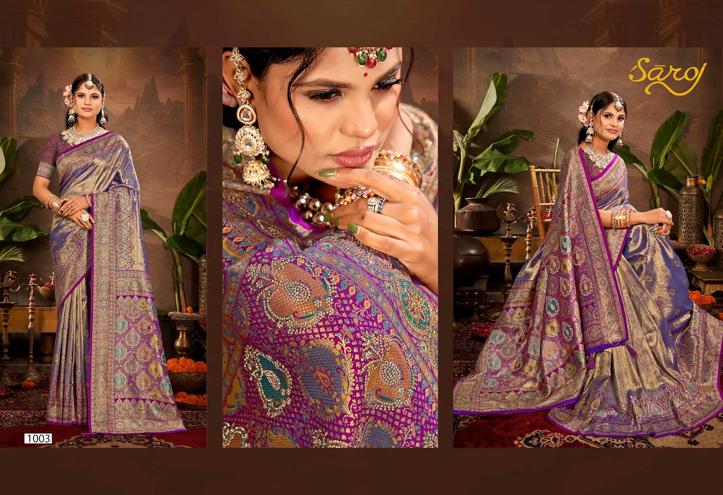 Traditional Silk Sarovski Vol 5 Saroj Tissue Sarees Manufacturer Gujarat