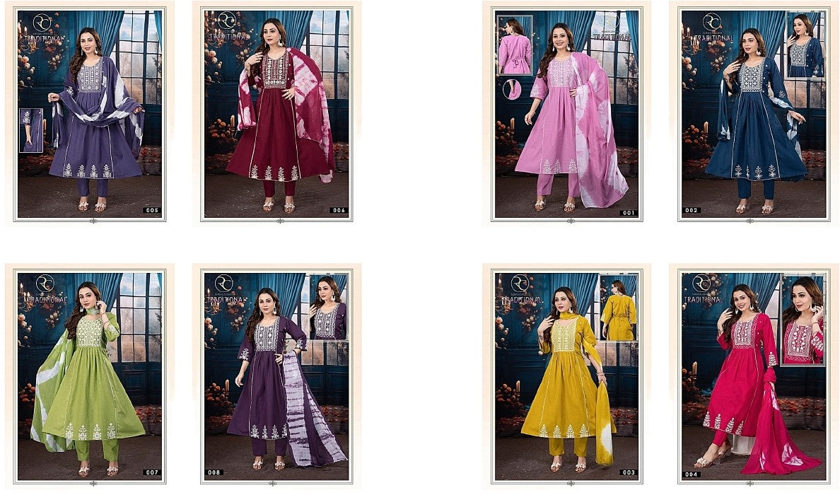 Traditional Vol 1 Ramdev Creation Cotton Slub Readymade Anarkali Suits Supplier Ahmedabad