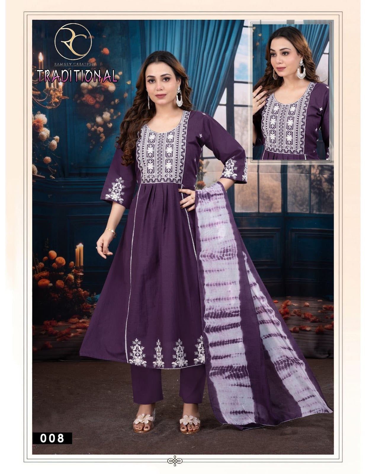 Traditional Vol 1 Ramdev Creation Cotton Slub Readymade Anarkali Suits Supplier Ahmedabad