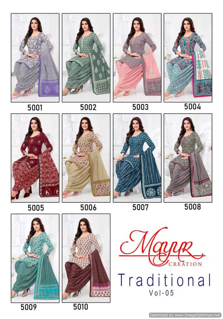 Traditional Vol 5 Mayur Creation Cotton Dress Material