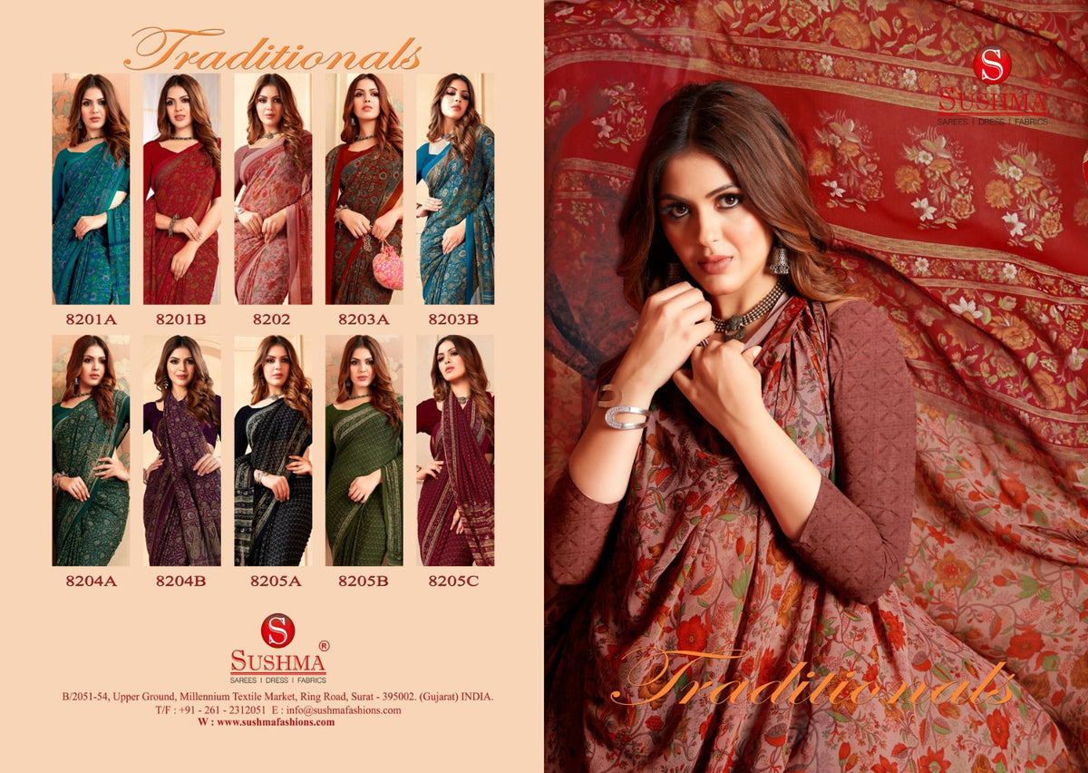 Traditionals 8201A-8205C Sushma Soft Sarees Exporter Gujarat