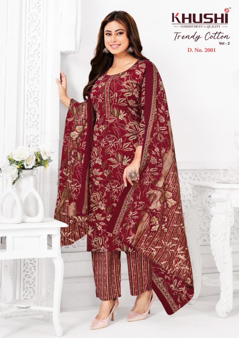 Trendy Cotton Vol 2 Khushi Np Pant Style Suits Wholesale Price