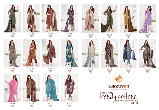 Trendy Cotton Vol 61 Suryajyoti Readymade Pant Style Suits