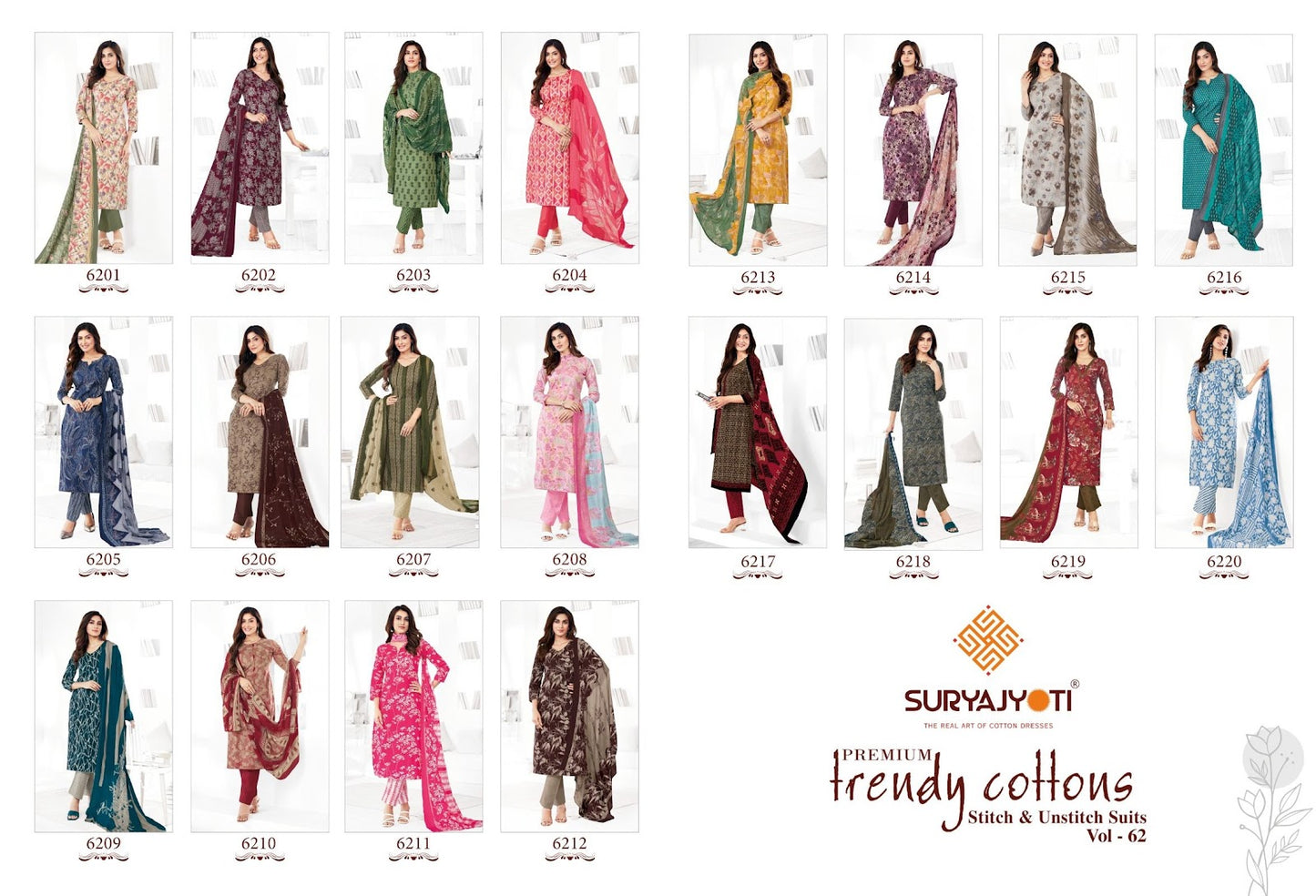 Trendy Cotton Vol 62 Suryajyoti Readymade Pant Style Suits Wholesaler