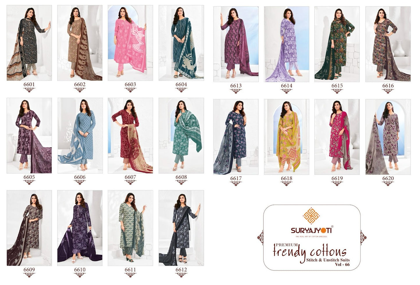 Trendy Cotton Vol 66 Suryajyoti Cotton Readymade Pant Style Suits Manufacturer India