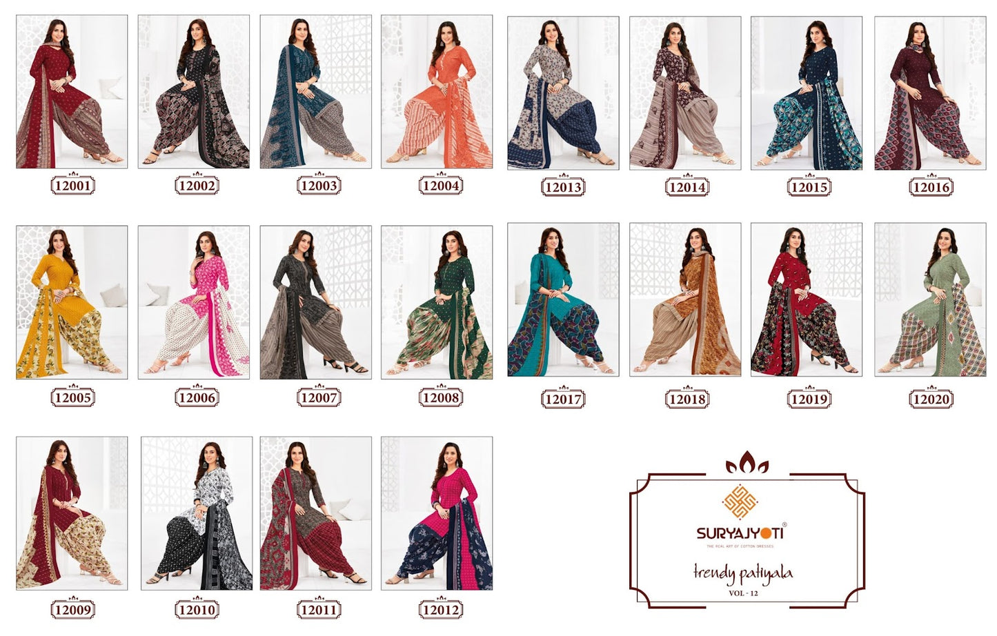 Trendy Patiyala Vol 12 Suryajyoti Cotton Cotton Dress Material
