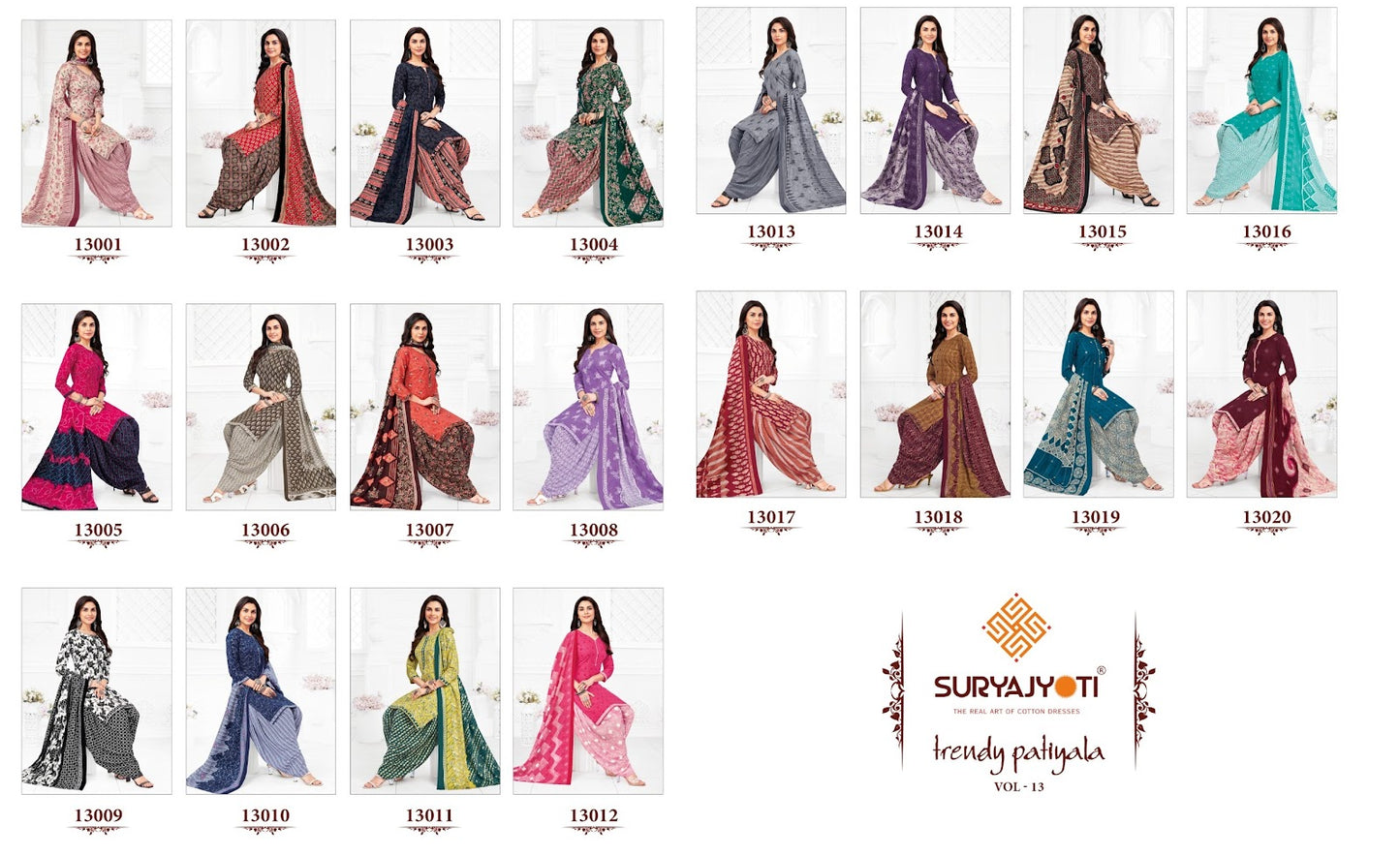 Trendy Patiyala Vol 13 Suryajyoti Cotton Dress Material Exporter Ahmedabad